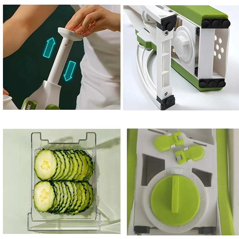 Multi Cortador Manual de Legumes e Verduras Fatiador 5 Funções Para Cortar Batata, Vegetais, Verduras e Frutas Inox