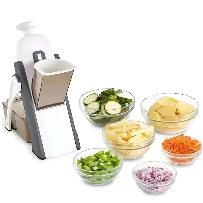 Multi Cortador Manual de Legumes e Verduras Fatiador 5 Funções Para Cortar Batata, Vegetais, Verduras e Frutas Inox